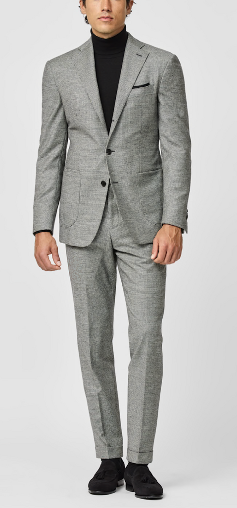 Loro Piana FAVOLA Black & White Merino Wool & Cashmere Micro Houndstooth