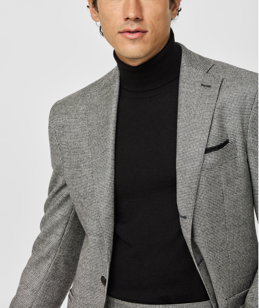 Loro Piana FAVOLA Black & White Merino Wool & Cashmere Micro Houndstooth