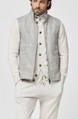 Ferla Alpaca & Merino Wool Flannel Light Grey Glencheck with Ivory Windowpane