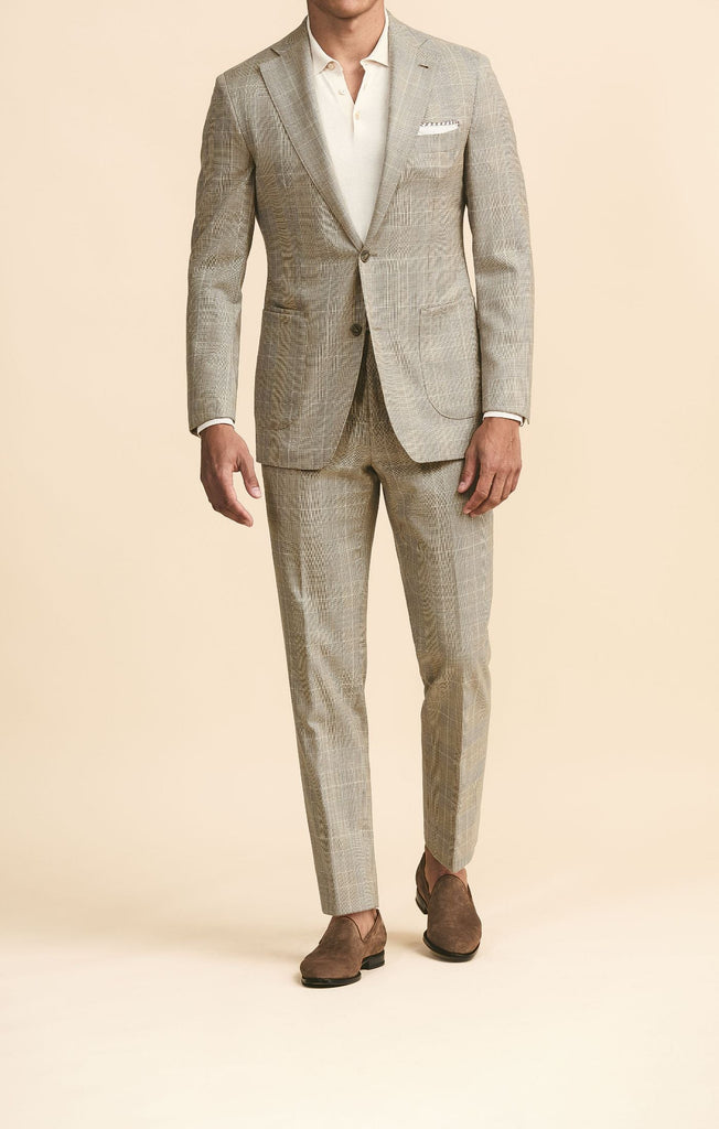 Drago Light Brown S130 Wool With Ivory Glencheck