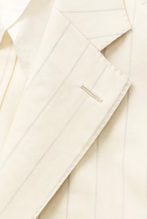 Drago Ivory Wool & Silk Plain Weave with Tonal Pencil Stripe