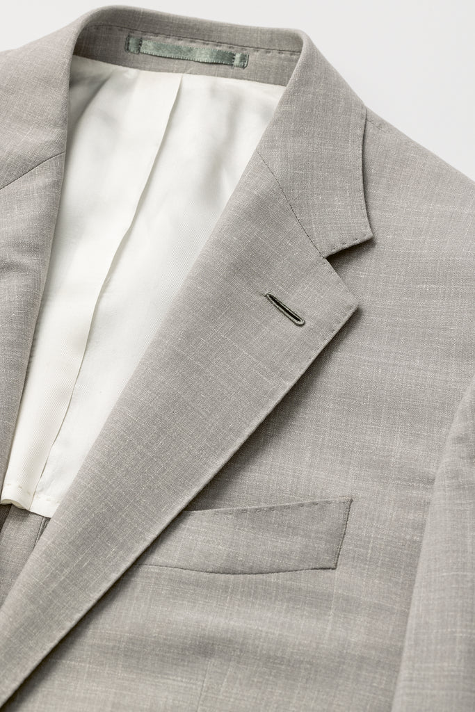 Loro Piana MOVE Light Grey Stretch Wool, Silk & Linen Plain Tropical Weave