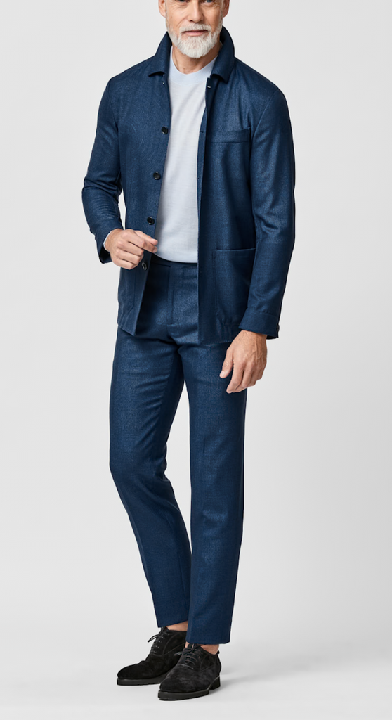 Fratelli Tallia Di Delfino Navy S130 Merino Wool with Blue Glencheck