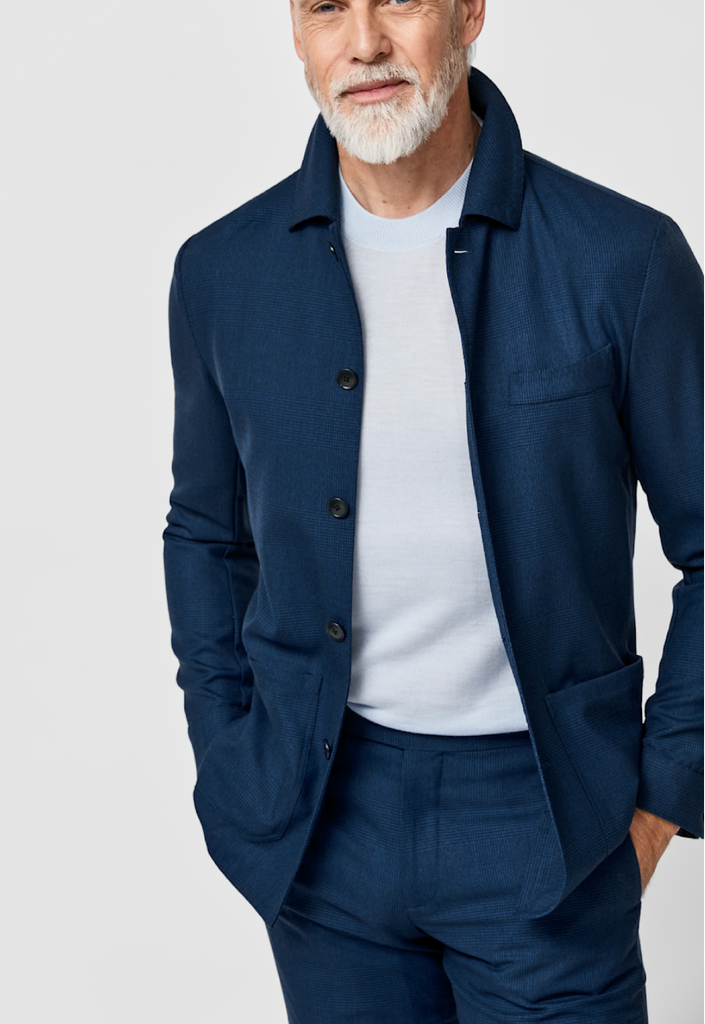 Fratelli Tallia Di Delfino Navy S130 Merino Wool with Blue Glencheck