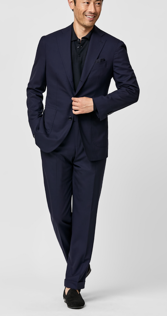 Loro Piana WISH Dark Blue S170 Fine Merino Wool Plain Lightweight Weave