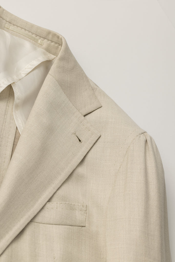 Loro Piana JERSELY Sand Jersey Stretch Wool, Silk & Linen Twill