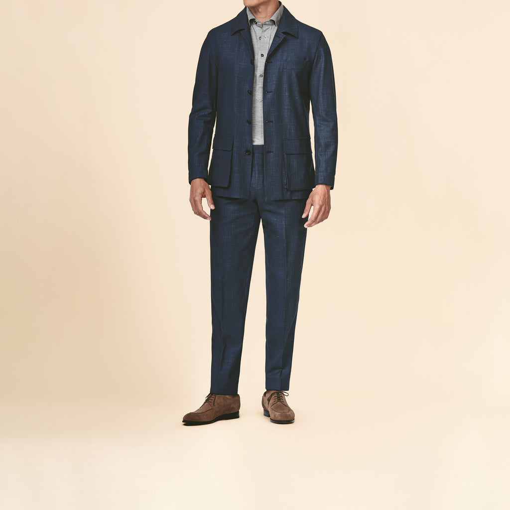 Loro Piana JERSELY Indigo Jersey Stretch Wool, Silk & Linen Twill