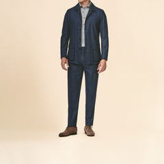 Loro Piana JERSELY Indigo Jersey Stretch Wool, Silk & Linen Twill