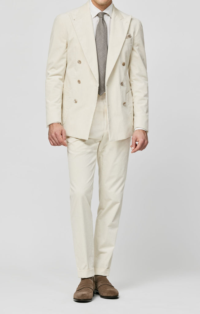 Pontoglio Off White Stretch Cotton Corduroy