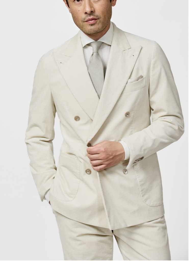 Pontoglio Off White Stretch Cotton Corduroy