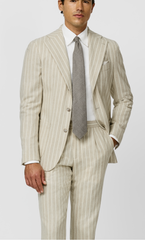 Ferla Sand Stretch Baby Alpaca & Merino Wool with Ivory Stripes