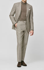 Loro Piana Taupe Ivory Stretch Wool Micro Houndstooth Inspiration