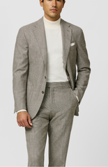 Loro Piana JERSELY Taupe & Ivory Stretch Merino Wool Micro Houndstooth