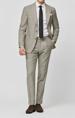Loro Piana Taupe Ivory Stretch Wool Glencheck Inspiration