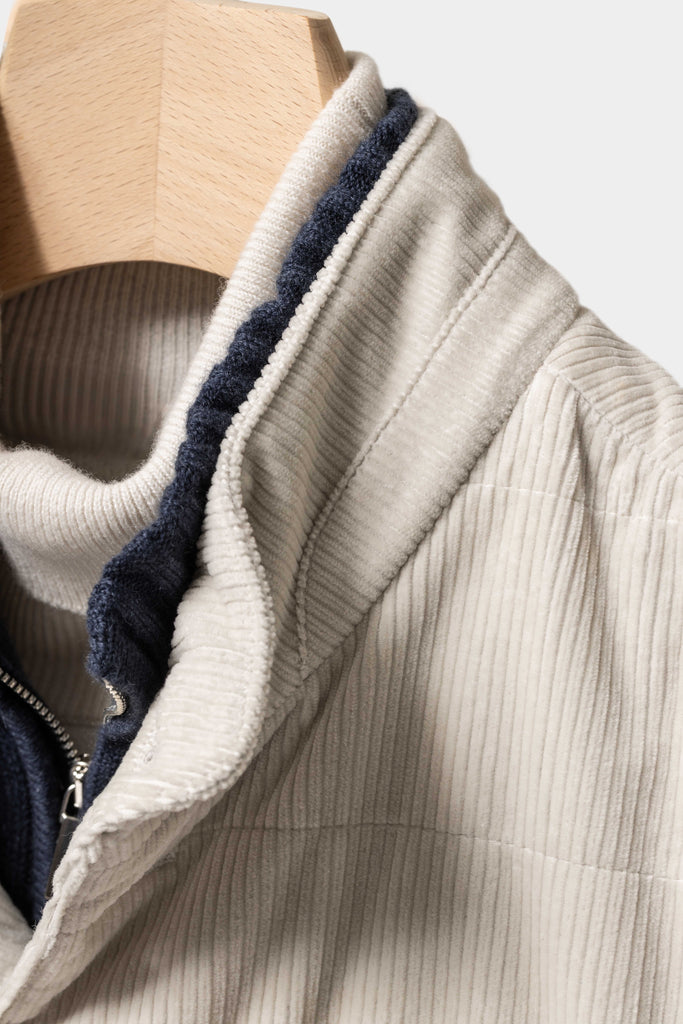 Vest / Bodywarmer Pontoglio Ice Grey Stretch Cotton Corduroy