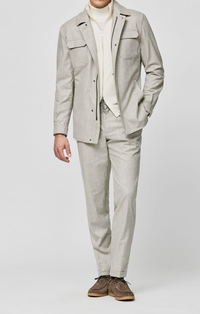 Carlo Barbera Bone & Greige Merino Wool & Cashmere Plain Weave