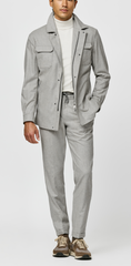 Carlo Barbera Bone & Greige Merino Wool & Cashmere Plain Weave