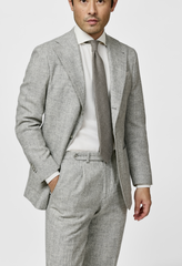 Ferla Light Grey & Ivory Merino Wool & Baby Alpaca Blend Glencheck