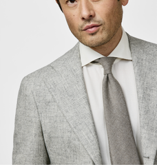 Ferla Light Grey & Ivory Merino Wool & Baby Alpaca Blend Glencheck