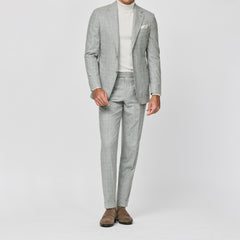Carlo Barbera Smoke Grey Merino Wool & Cashmere With Tonal Glencheck