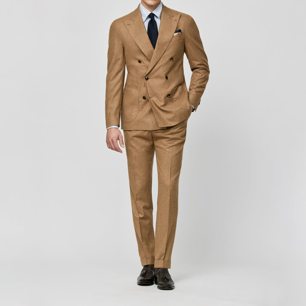 Carlo Barbera Camel Merino Wool & Cashmere Plain Weave
