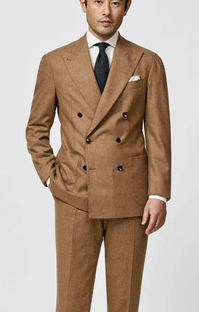 Carlo Barbera Camel Merino Wool & Cashmere Plain Weave