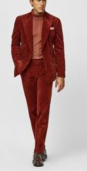 Pontoglio Bright Oxide Red Stretch Cotton Corduroy