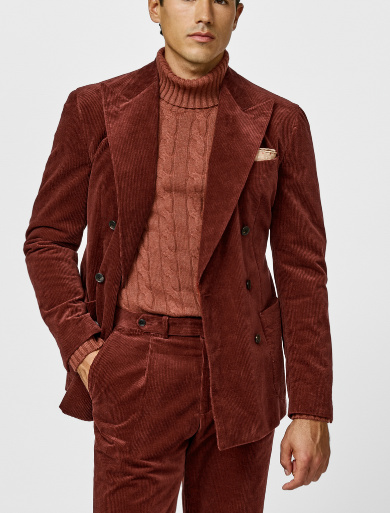Pontoglio Bright Oxide Red Stretch Cotton Corduroy