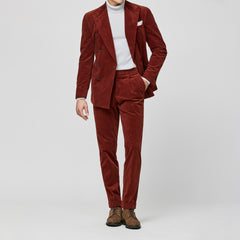 Pontoglio Bright Oxide Red Stretch Cotton Corduroy