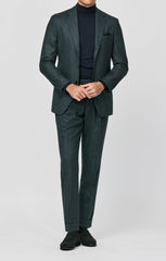 Loro Piana Bottle Green S120 Natural Stretchwool Micro Houndstooth Inspiration