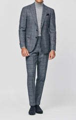 Loro Piana Mixed Grey Stretch Wool With Blue Glencheck Inspiration