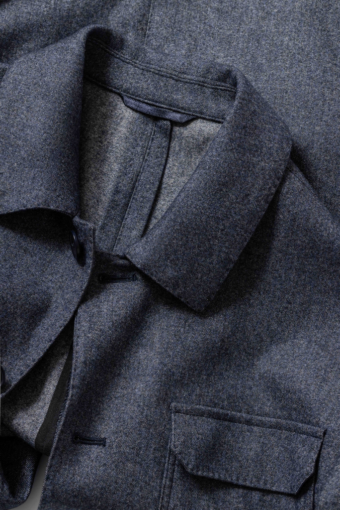 Botto Giuseppe Denim Blue Stretch Wool, Cotton & Cashmere Twill Flannel