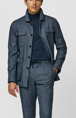 Botto Giuseppe Denim Blue Stretch Wool, Cotton & Cashmere Twill Flannel