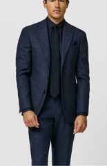 Loro Piana JERSELY Midnight & Stone Blue Stretch Merino Wool Micro Houndstooth