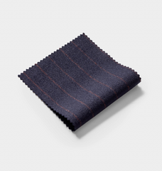 Loro Piana MOOVING Dark Indigo Stretch Merino Wool Twill with Rust Stripes
