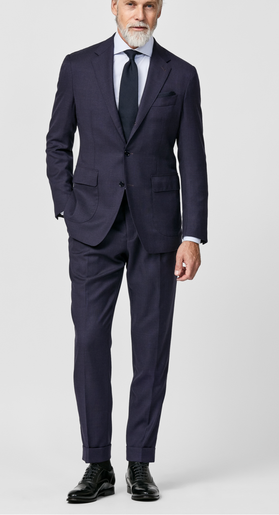 Loro Piana ZELANDER Aubergine S120 Merino Wool Glencheck