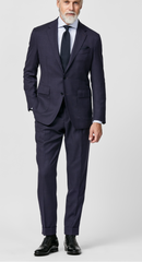 Loro Piana ZELANDER Aubergine S120 Merino Wool Glencheck