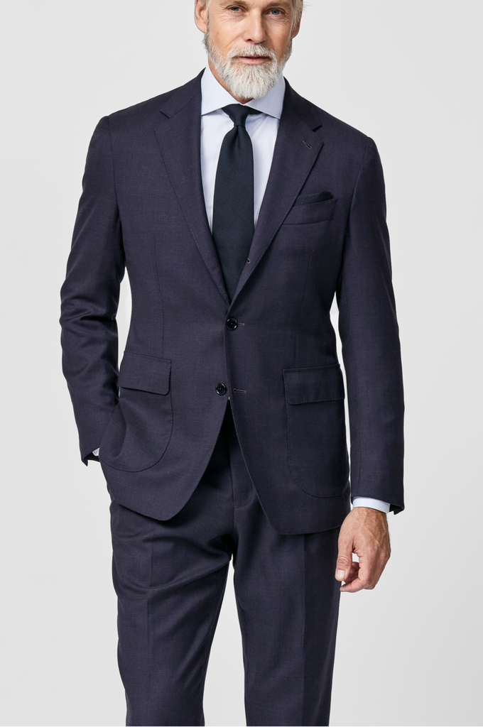 Loro Piana ZELANDER Aubergine S120 Merino Wool Glencheck