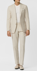 Ecru Mélange Wool, Silk & Linen Tropical Weave