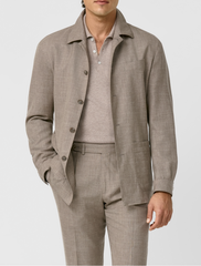 SUMMERTIME Taupe Mélange Wool, Silk & Linen Tropical Weave