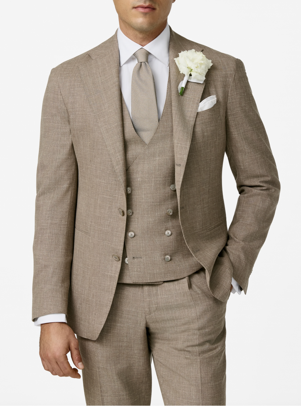 Loro Piana SUMMERTIME Taupe Mélange Wool, Silk & Linen Tropical Weave