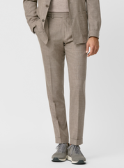 SUMMERTIME Taupe Mélange Wool, Silk & Linen Tropical Weave