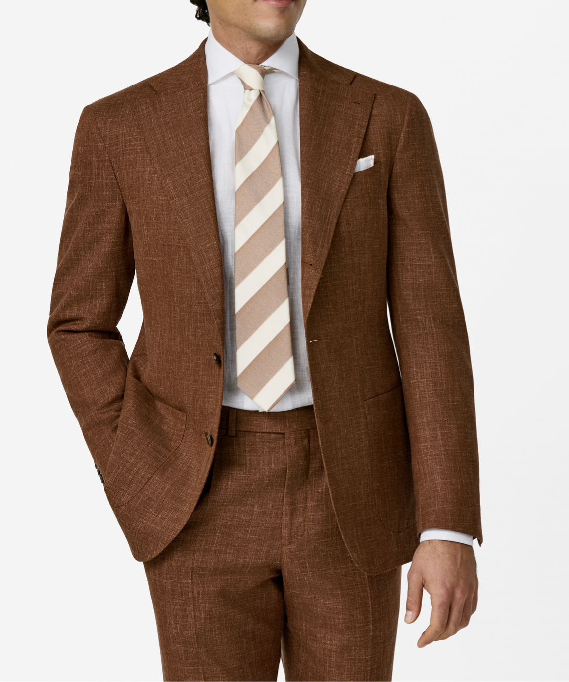 Loro Piana SUMMERTIME Terracotta Mélange Wool, Silk & Linen Tropical Weave