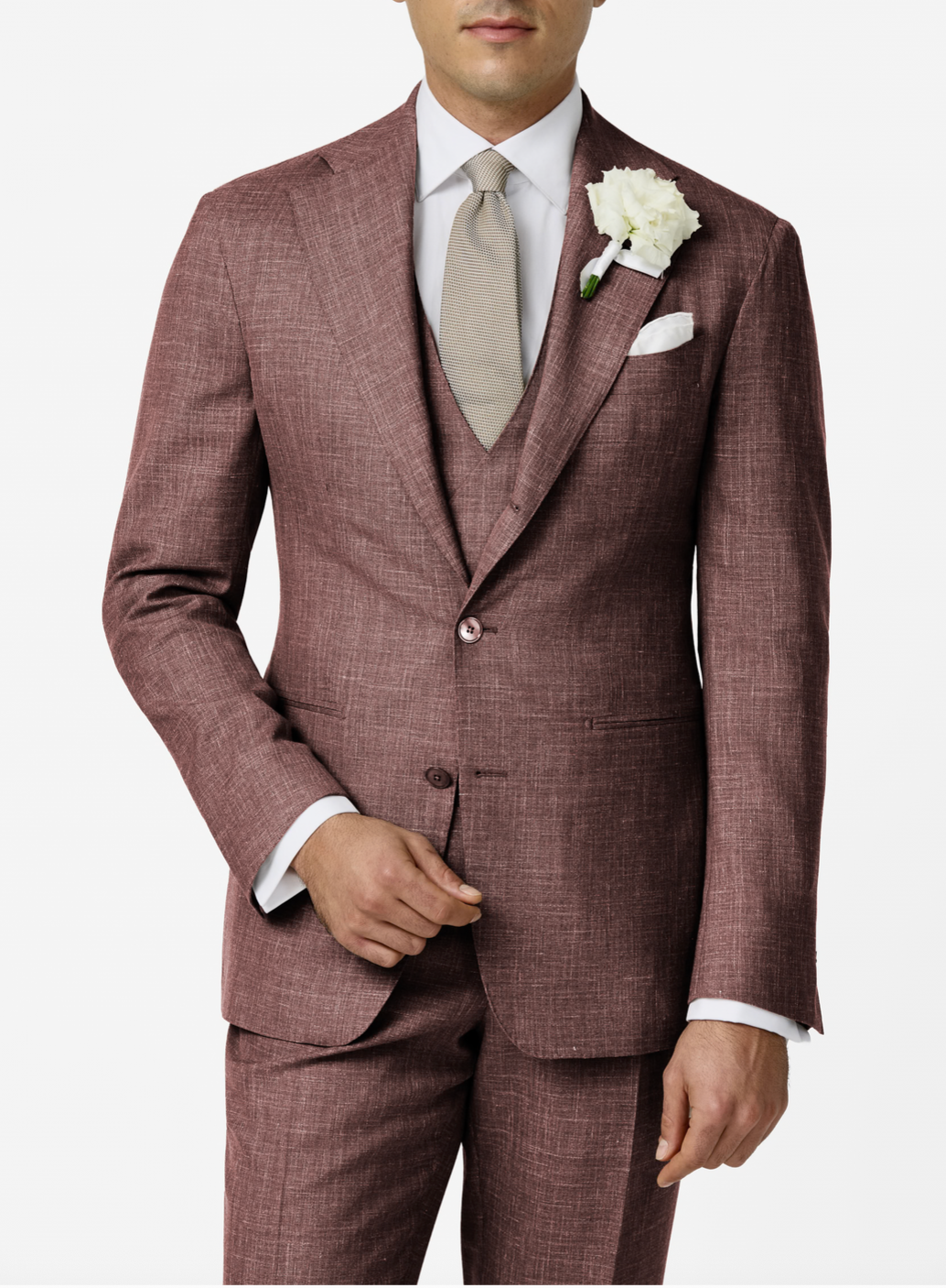 Loro Piana SUMMERTIME Rust Pink Mélange Wool, Silk & Linen Tropical Weave