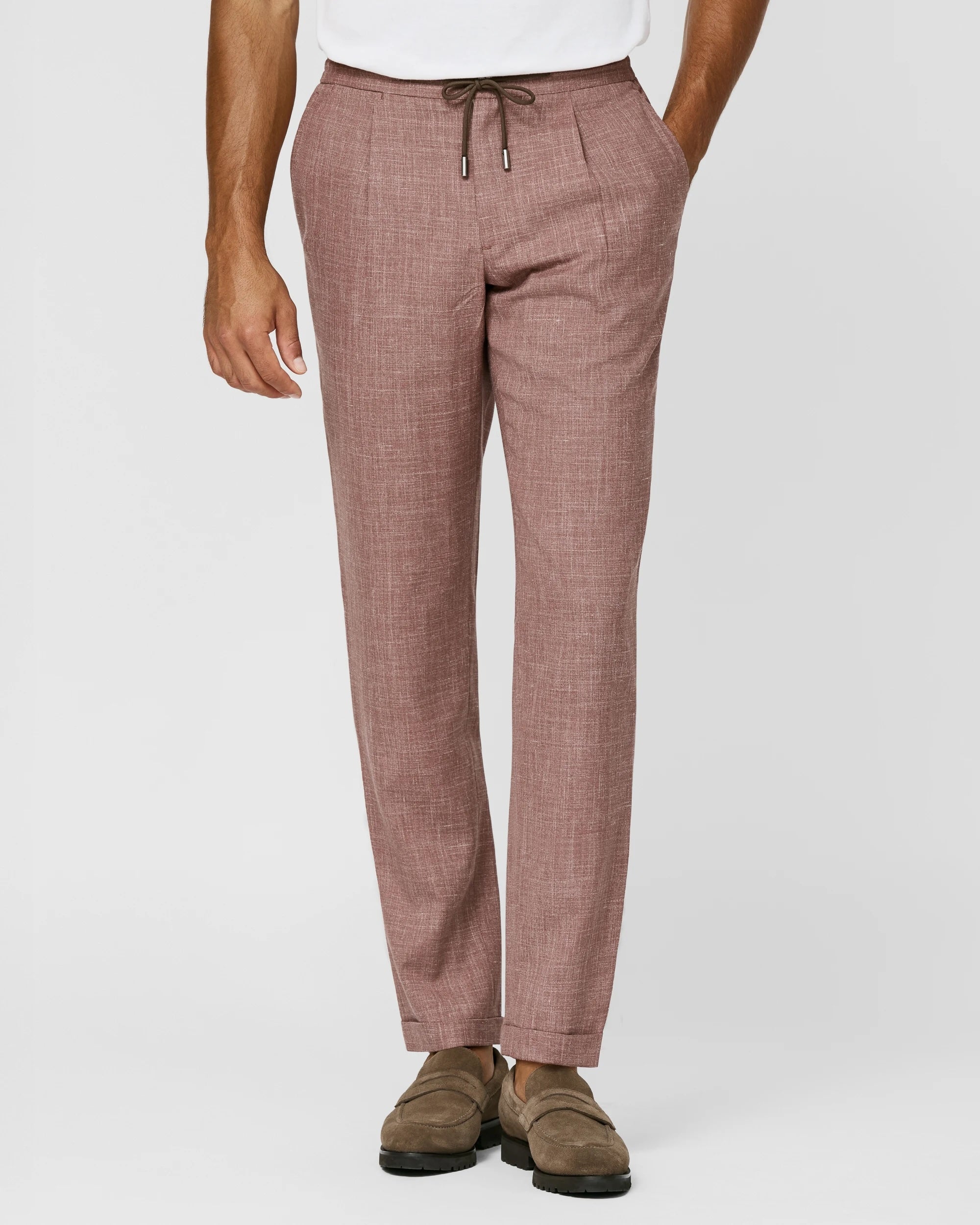 Trousers Loro Piana SUMMERTIME Rust Pink Mélange Wool, Silk & Linen Tropical Weave