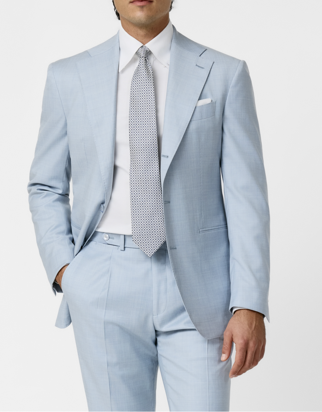 Loro Piana ZELANDER Light Blue Natural Stretch Tropical Wool Plain Weave