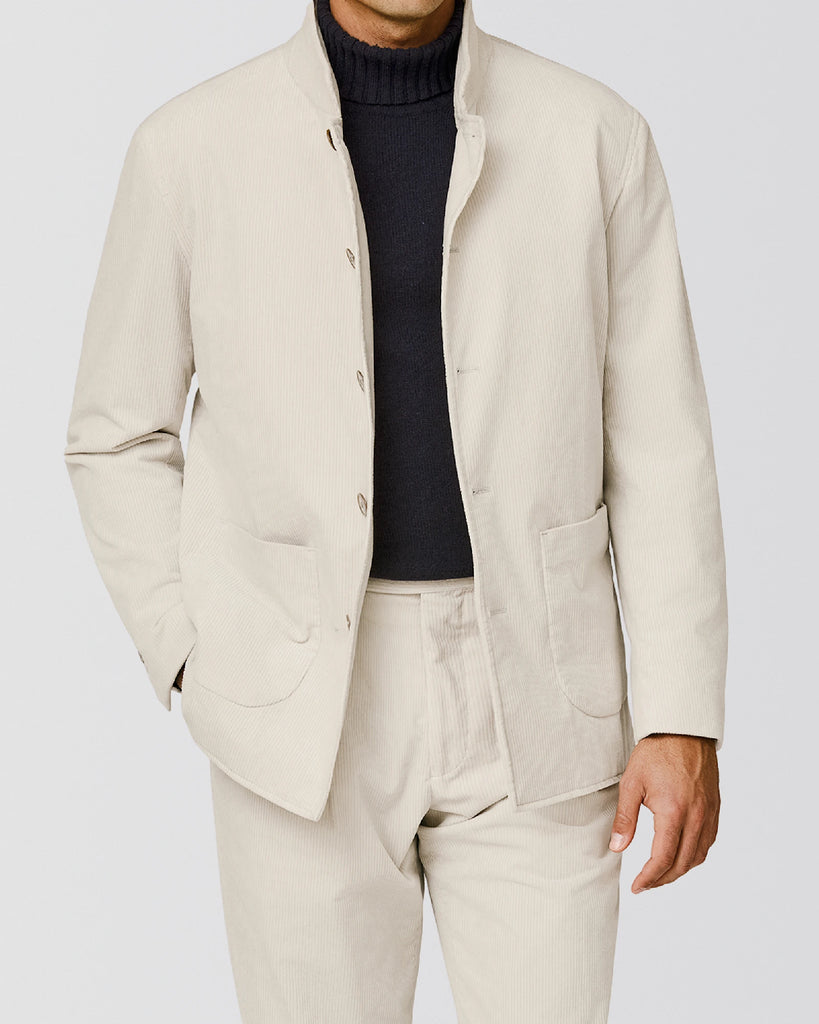 Pontoglio Greige Stretch Cotton Corduroy