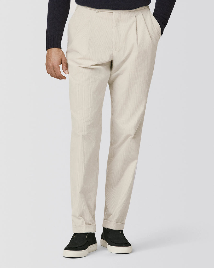 Pontoglio Greige Stretch Cotton Corduroy
