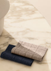 JERSELY Ivory & Ttaupe Stretch Brushed Wool Glencheck