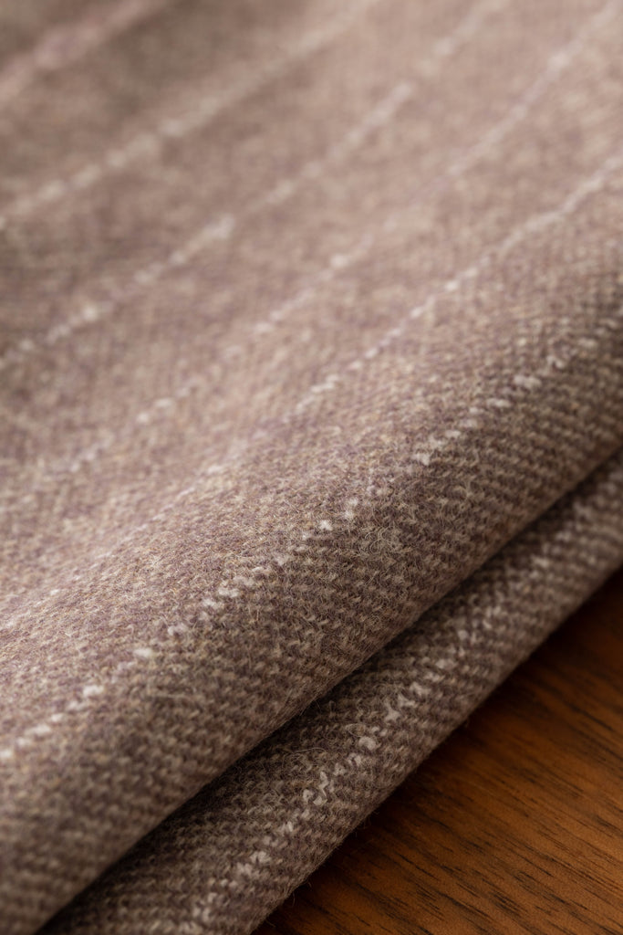 Ferla Pale Pink Stretch Alpaca & Wool Blend with White Pin Stripes